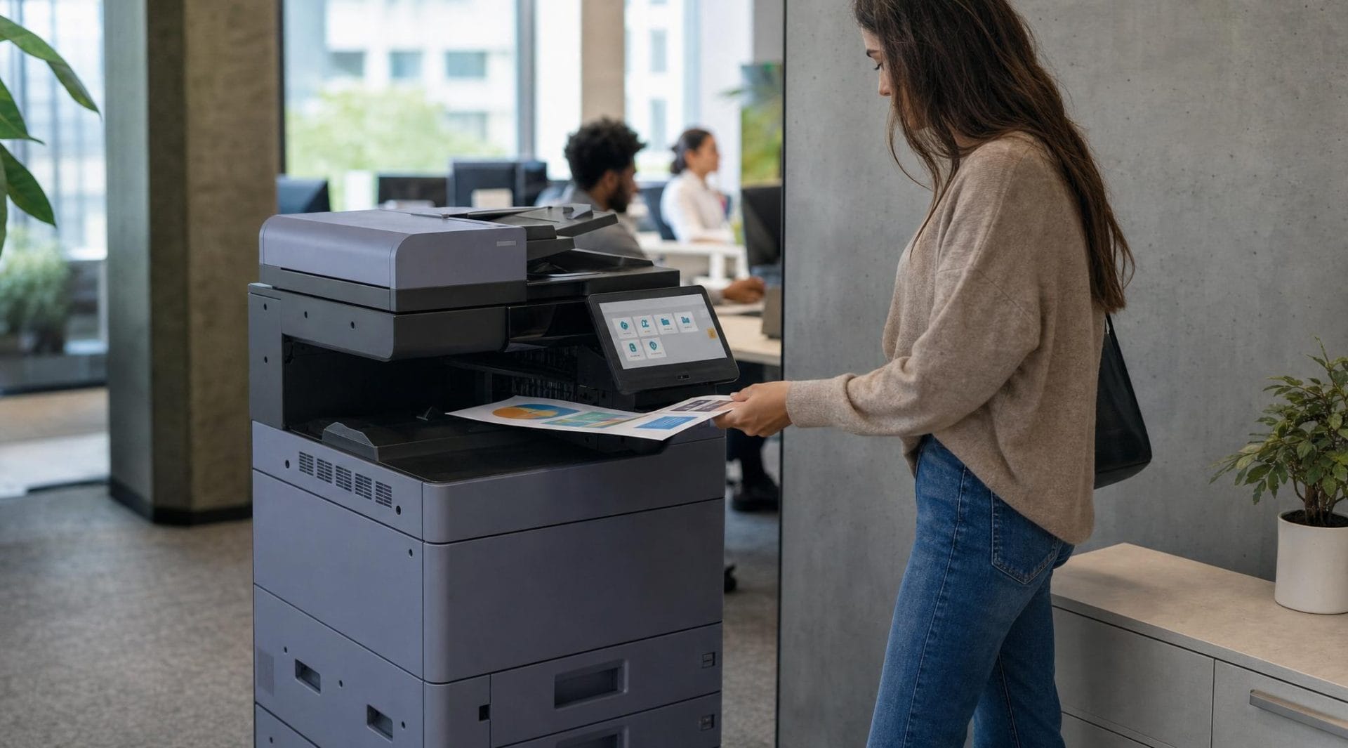 Collecting printed colour documents from a leased multifunction office printer