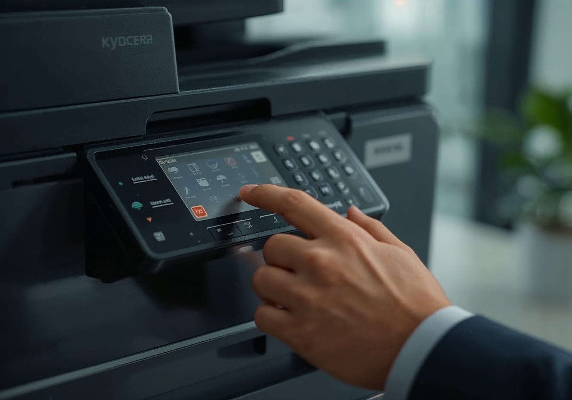 Using a Kyocera multifunction printer control panel in a Melbourne office