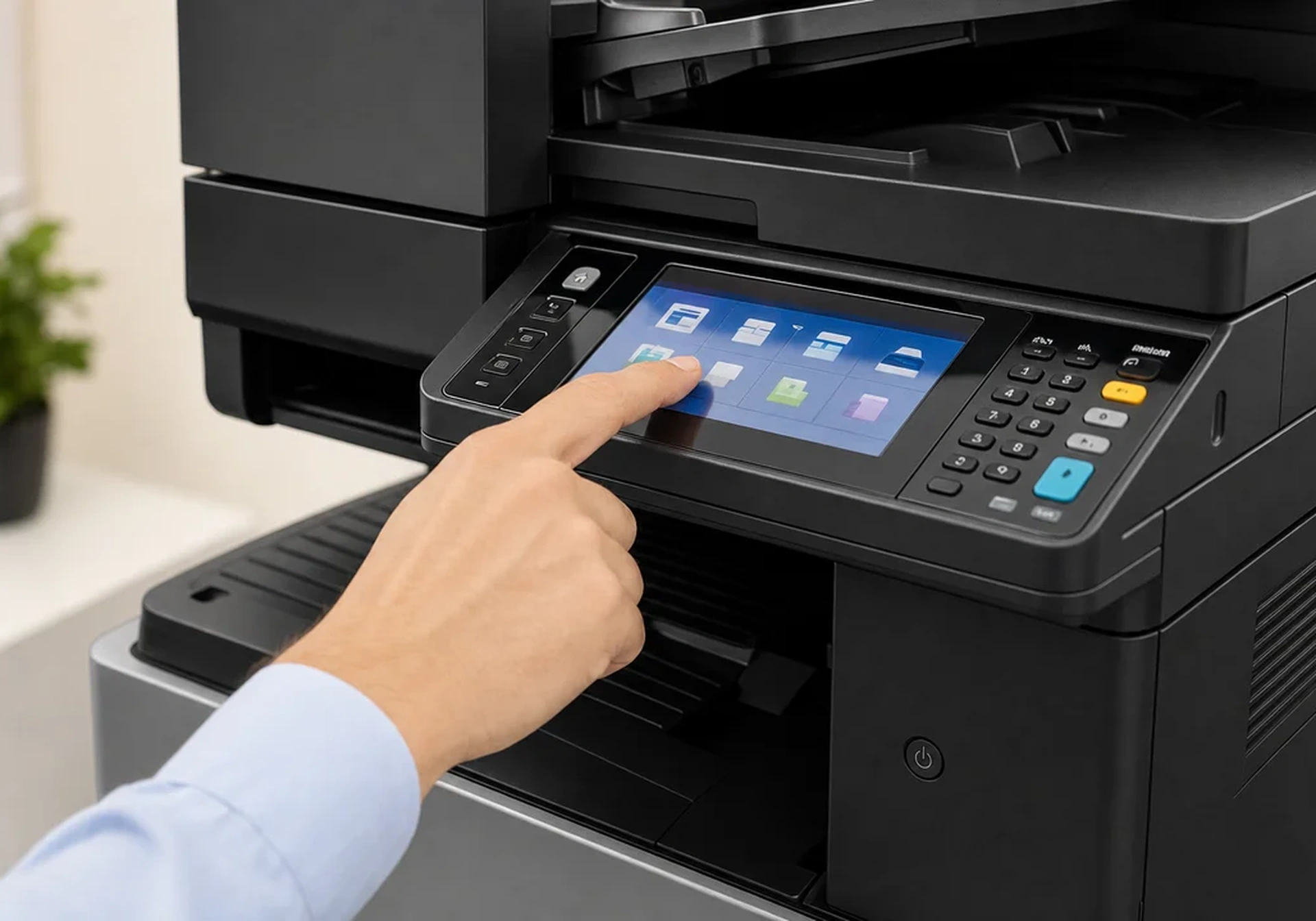 Using a Kyocera multifunction printer control panel in a Perth office