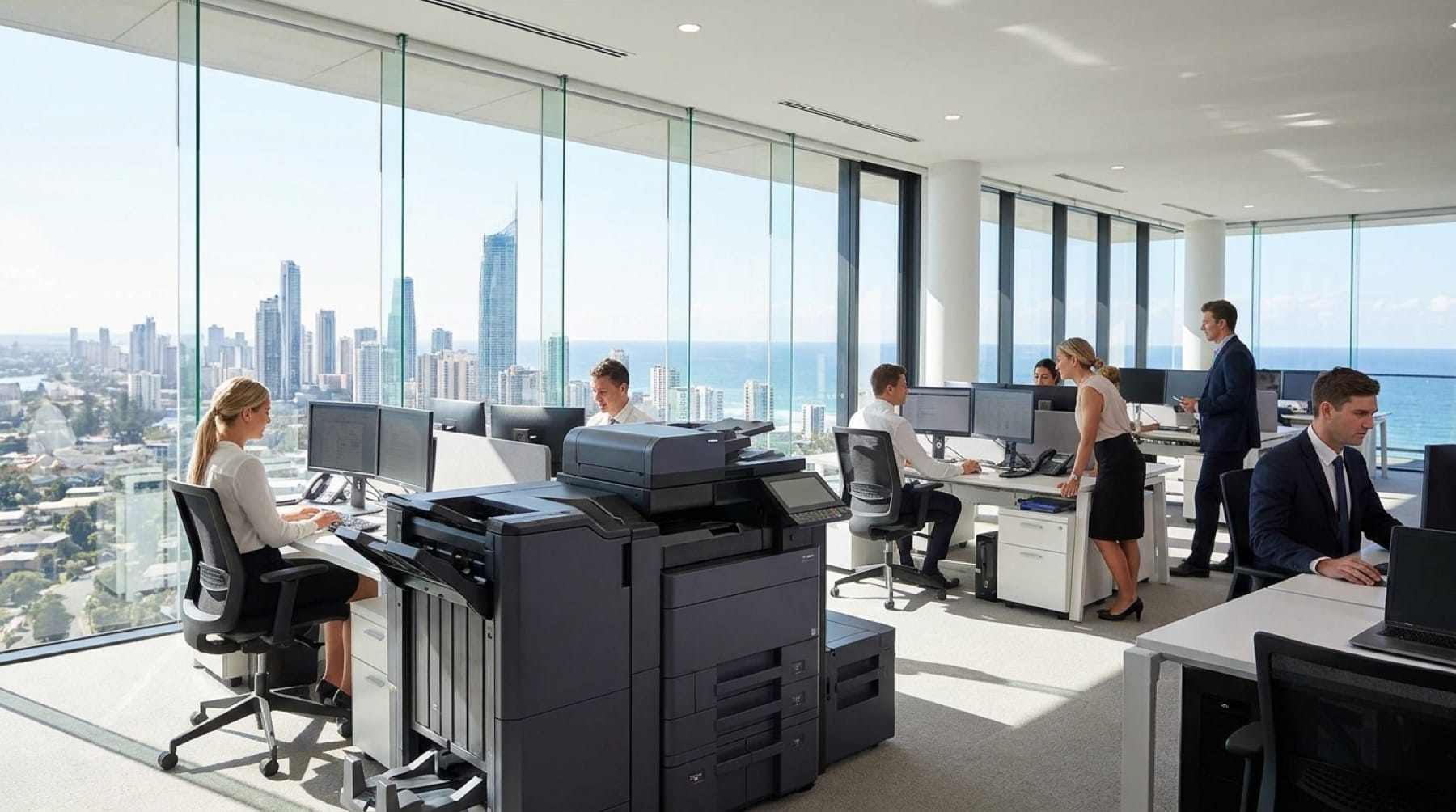 Office printer fleet supported by Global Document Solutions on the Gold Coast