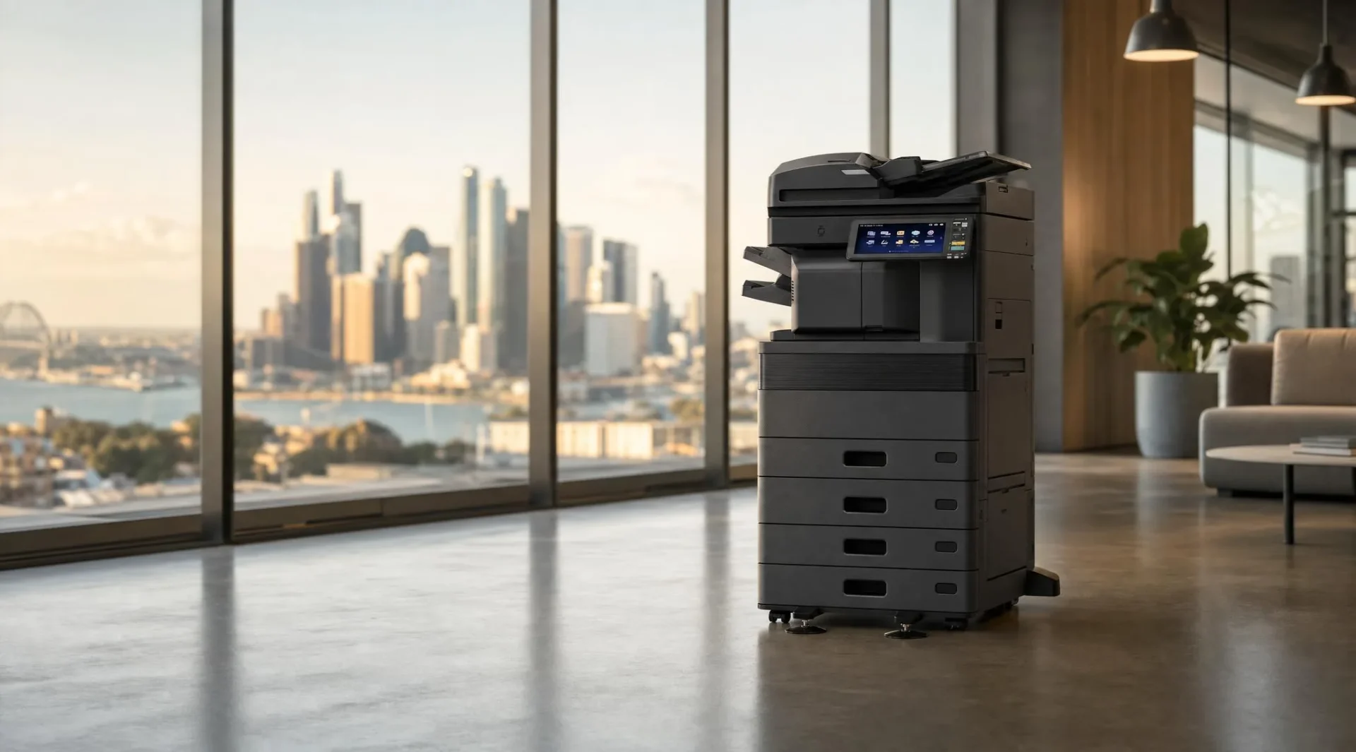 Managed multifunction printer in an Australian office, covered by one monthly managed print fee