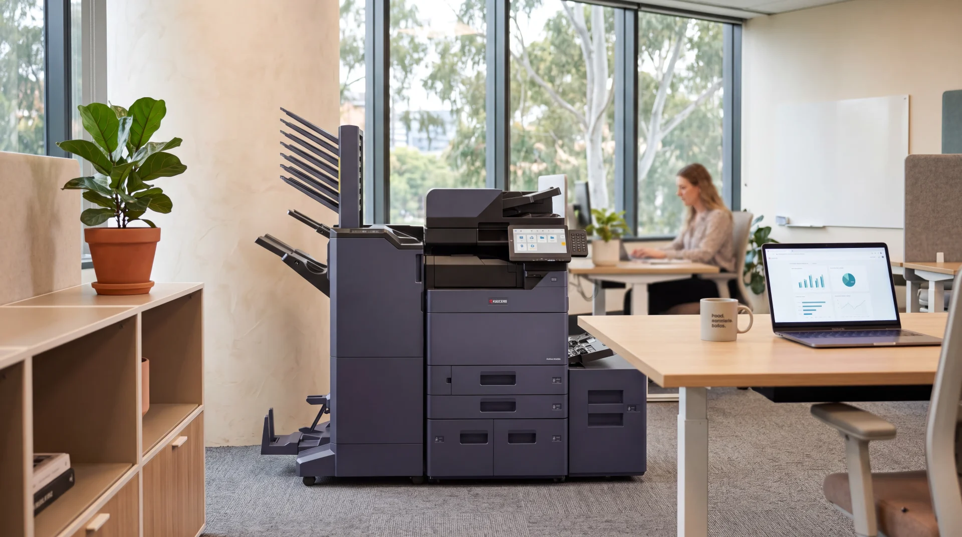 Kyocera multifunction photocopier on lease in an Australian office, ready for the working day