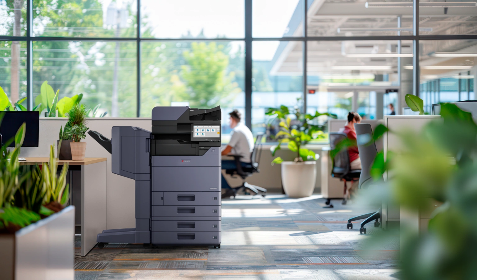 Kyocera TASKalfa multifunction printer on the floor of an open plan Australian office