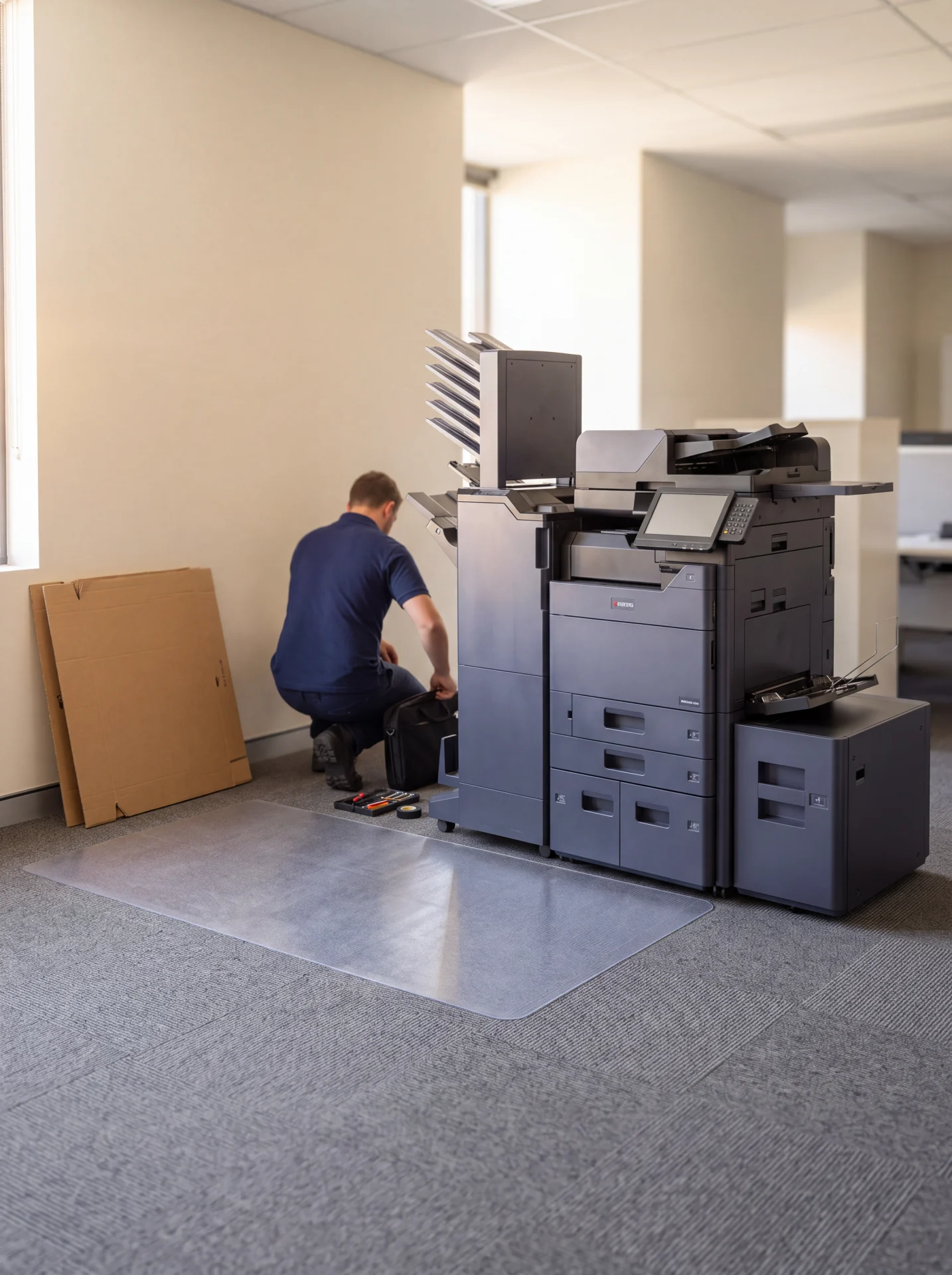 A newly installed Kyocera multifunction printer in an Australian office on the morning it went live.