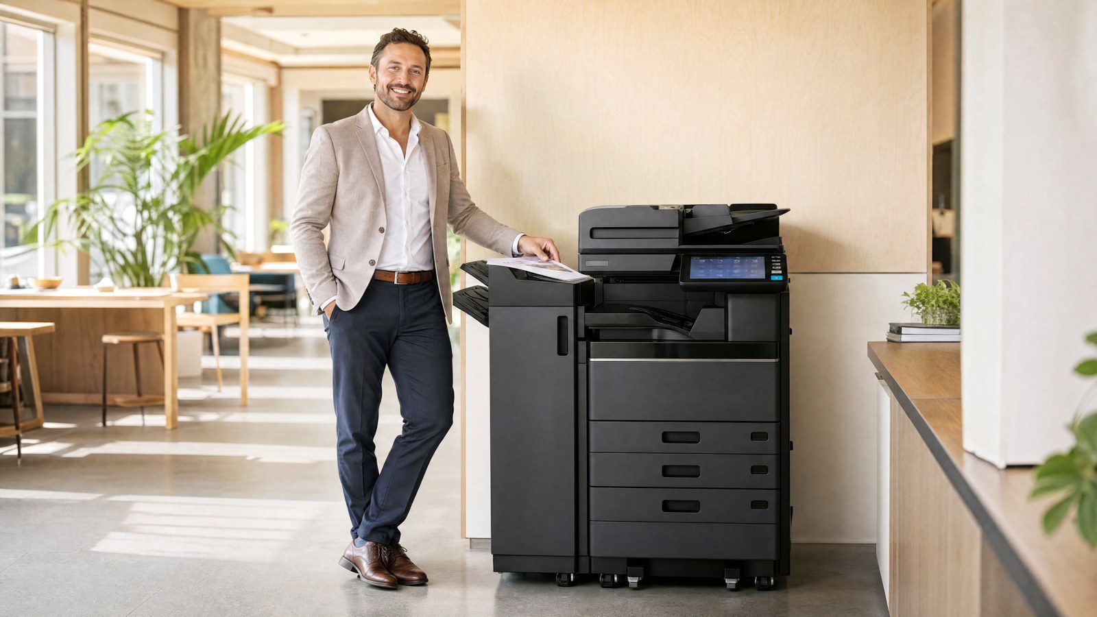 A Kempsey business owner with their Toshiba e-STUDIO multifunction printer